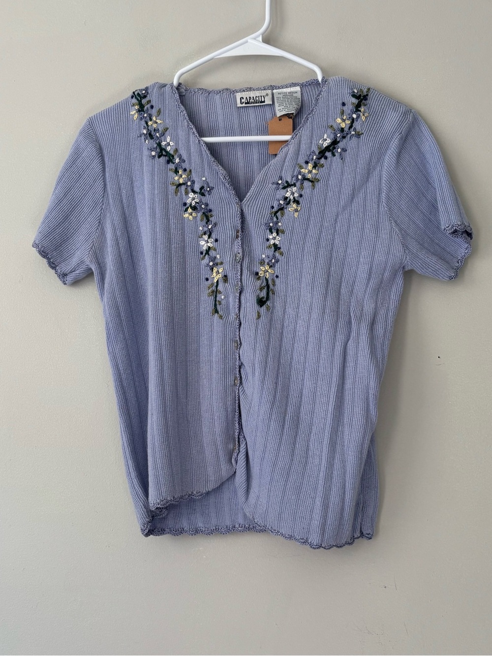 90s Cottagecore Lavender Floral Embroidery Cardigan buttonup Fairycore top Small